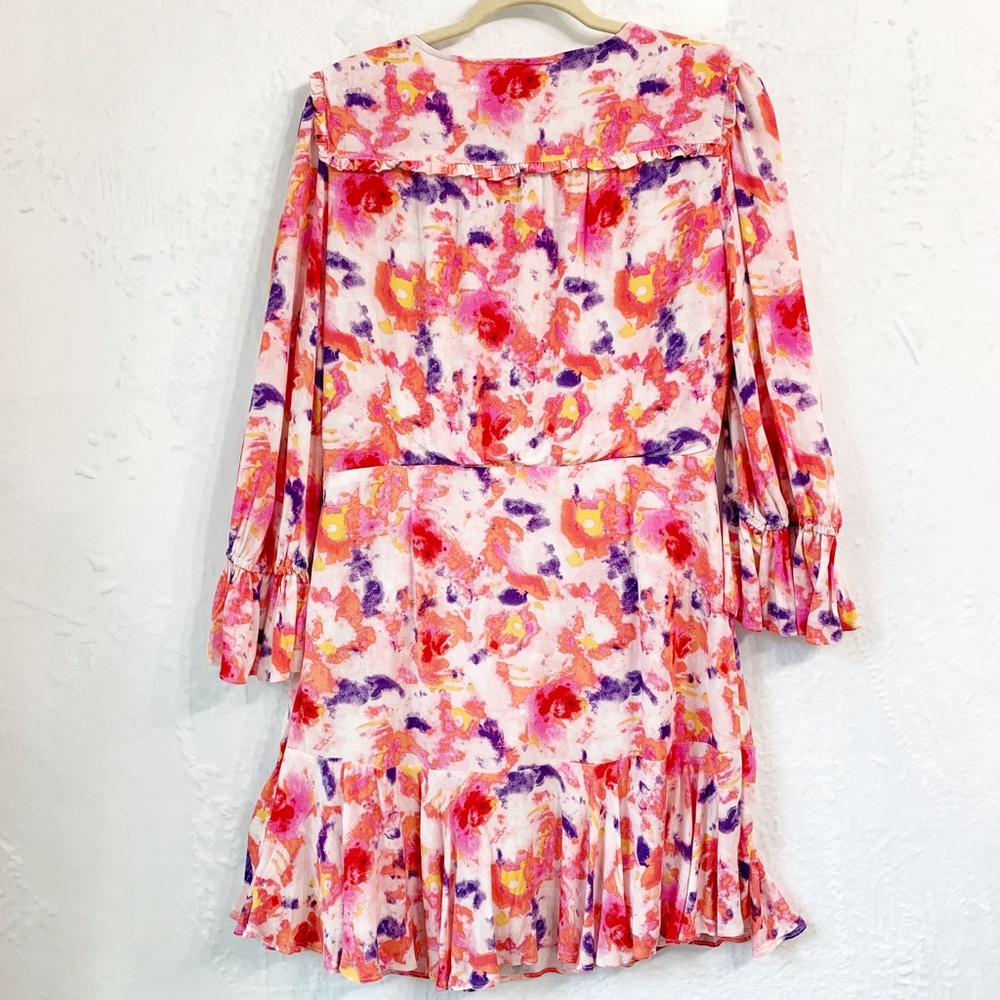 Betsey Johnson Pink Yarrow Faux Wrap Flounce Hem Dress Sz 12 - Picture 3 of 13